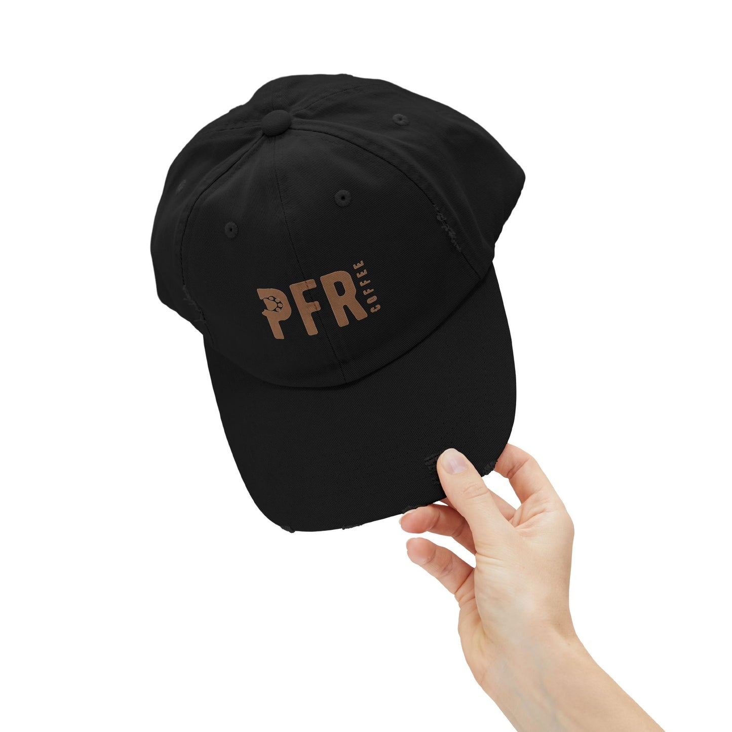 Trendy Distressed Cap - PFR Coffee Graphic